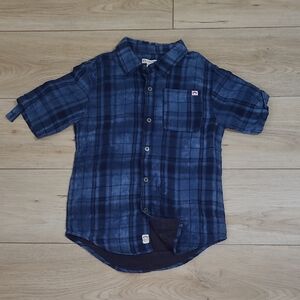Appaman Navy Checkered Button Down Shirt Size 8y